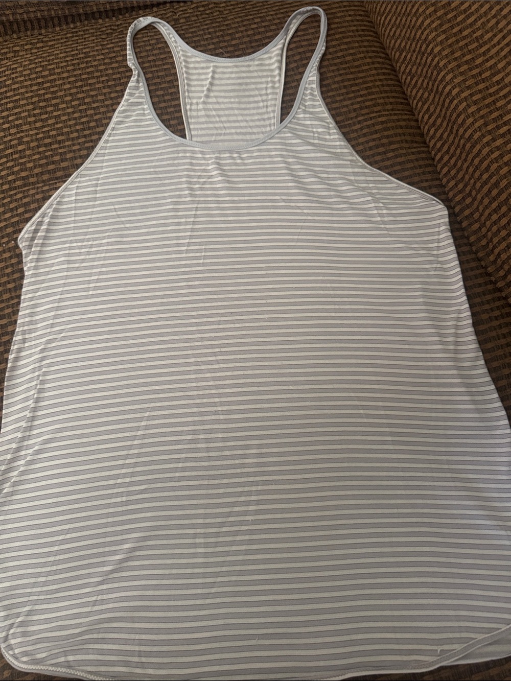 Lululemon White and Light Gray Striped Racerback Tank